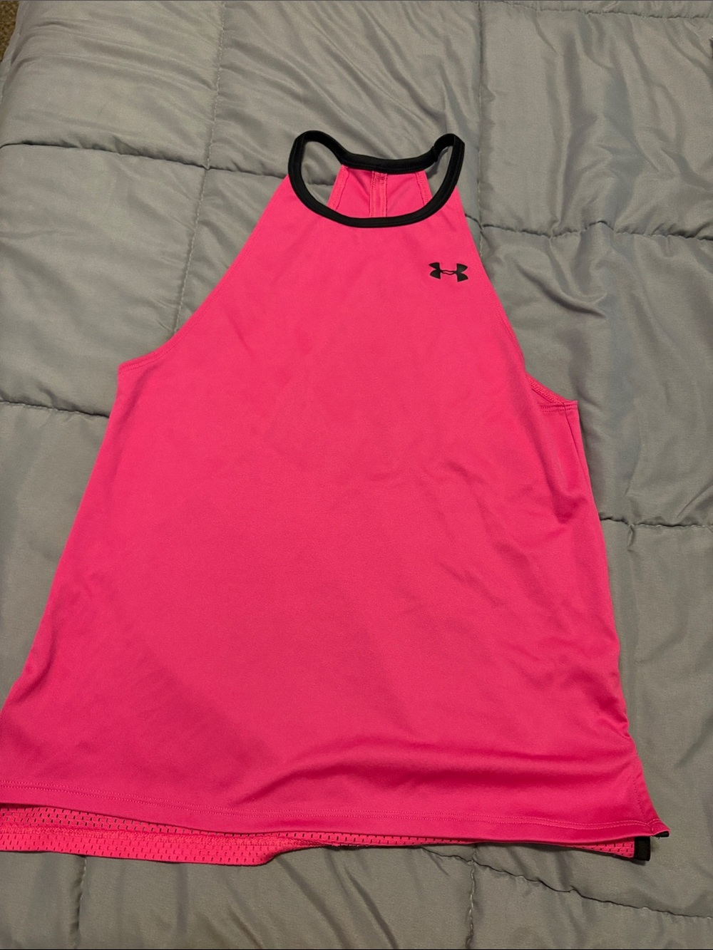 Under Armour Bright Pink Racerback Tank with Black Trim